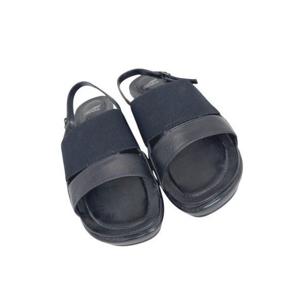 Dansko Black Leather Elastic Slingback Wedge Sandals Womens 39 resort travel - Picture 3 of 11